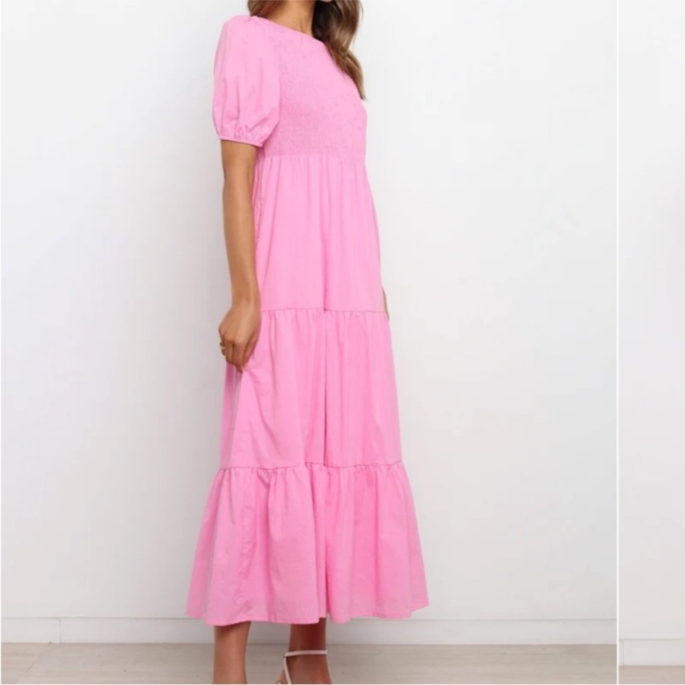 Petal & Pup Tiered Linen Maxi Dress Pink size 4 - Picture 7 of 8